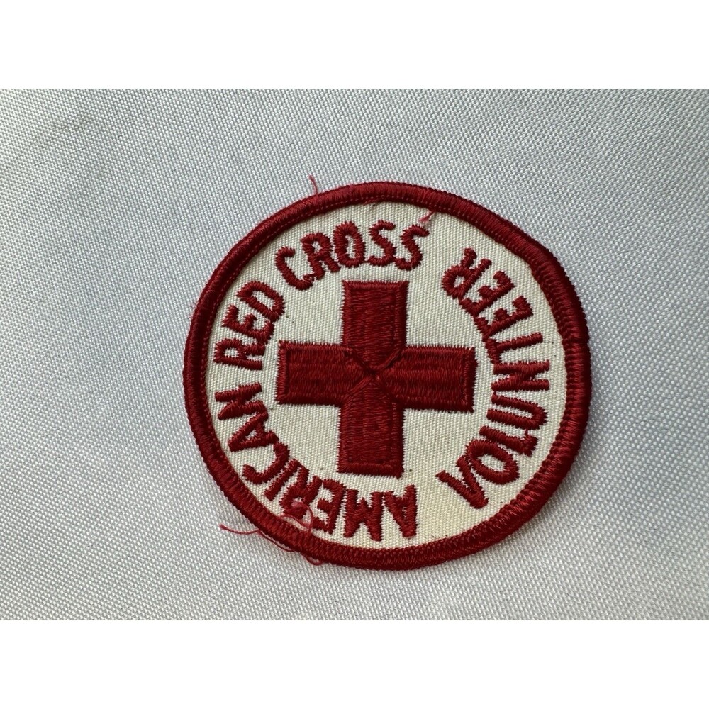Vintage American Red Cross Volunteer Embroidered Uniform Patch Round 2.5” WWII